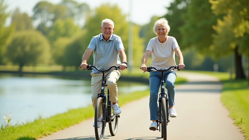 Senior pár v cyklistickém oblečení se připravuje na výlet